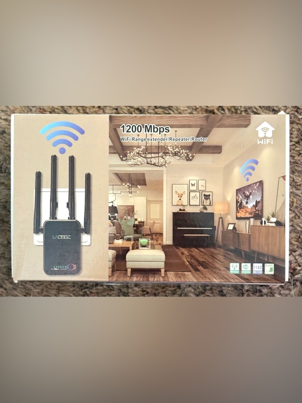 LAOSGE 1200 Mbps AP/Repeater/Router - White. NWT.
